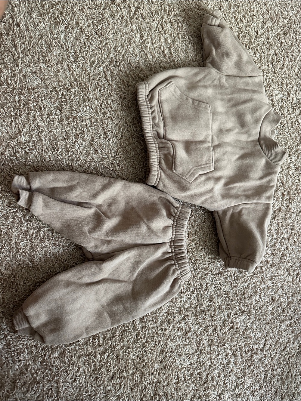 Kids Neutral Beige Sweatpants & Pullover Jogger Set